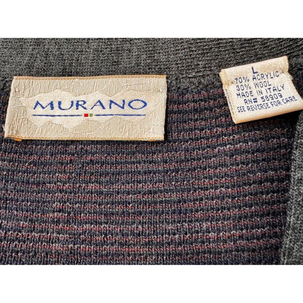 Vintage Murano Plaid V-Neck Button Front Sweater Vest Size L Made in‎ Italy - Picture 3 of 7